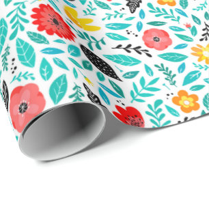 Presente Papel Brilhante De Moldagem Floral   Verde