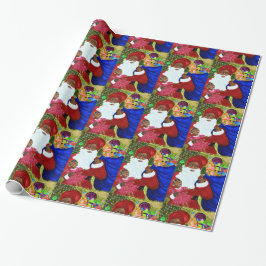 Presente Papel Brilhante de Papais noeis Pretos - Mola de N