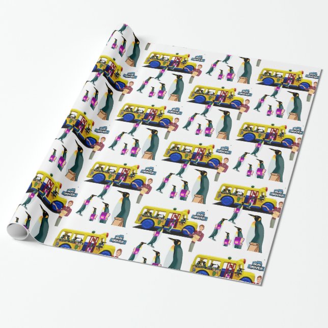 Presente Papel brilhante, de volta ao ônibus de pinguim esc (Desenrolado)