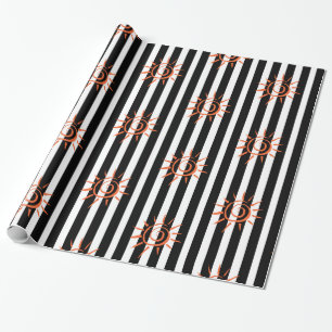Presente Papel Brilhante, Estrela de Stripe Branca Preta