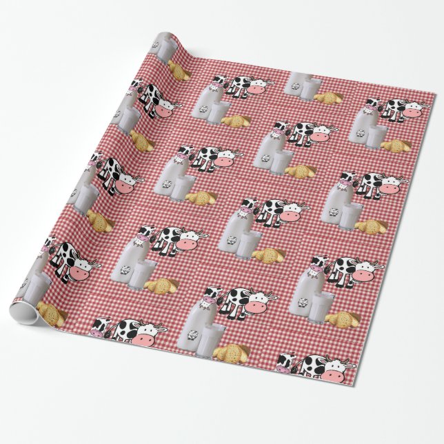 Presente Papel Brilhante, Pão De Leite De Vaca De Xadrez Ve (Desenrolado)