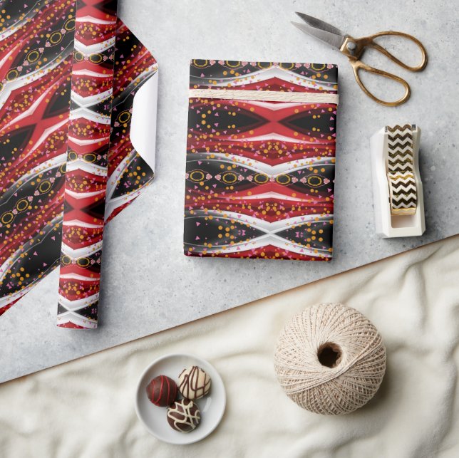 Presente Papel brilhante Papel de enrolamento Abstrato verm (Artesanato)