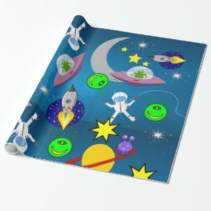 Presente Papel brilhante para empacotamento, Aliens de espa