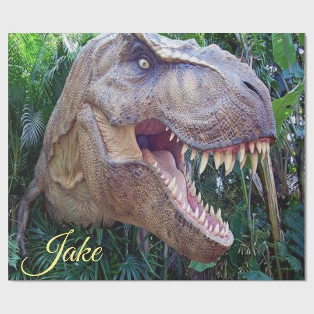 Presente Papel brilhante para empacotamento de dinossauros  (Aberto)