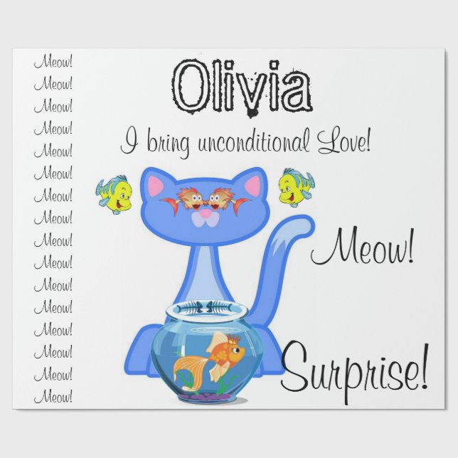 Presente Papel Brilhante, Surpresa de Gatos Felinos (Aberto)