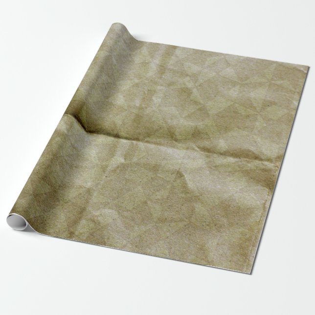 Presente Papel castanho enrugado. Aumenta o papel. Plano de (Desenrolado)
