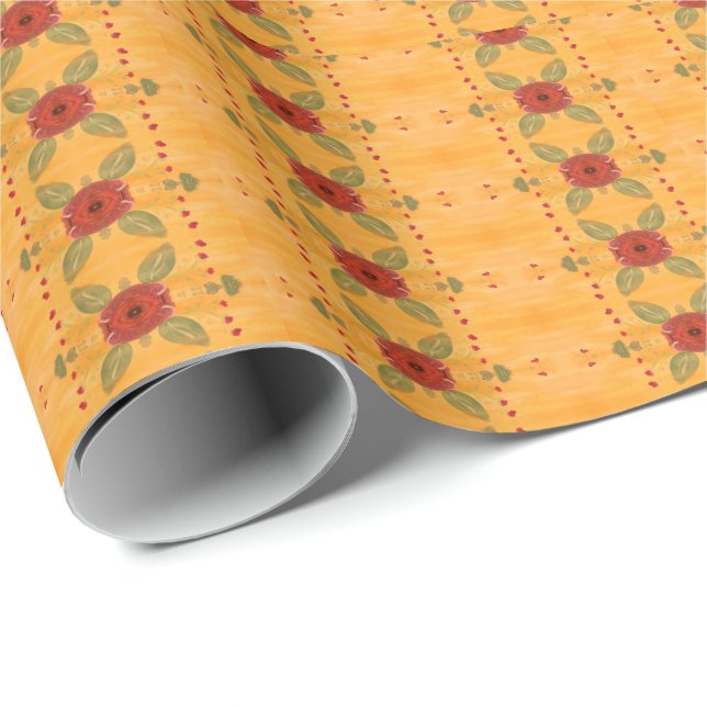 Presente Papel clássico de empacotamento em Dourado e leitu (Ponta do rolo)