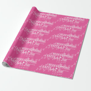 Presente Papel cor-de-rosa para enrolar o Feliz ano novo de