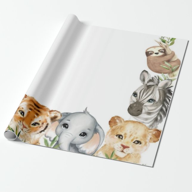 Presente Papel de acondicionamento de animais Safari (Desenrolado)