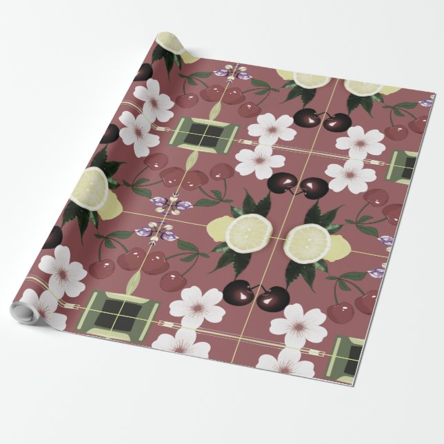 Presente Papel de Acondicionamento de Cereja e Citros (Desenrolado)