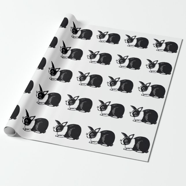 Presente Papel de Aperfeiçoamento de Padrão de Coelhos Bran (Desenrolado)