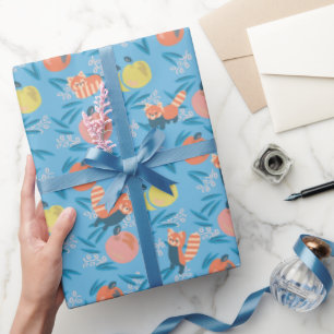 Presente Papel de Aperfeiçoamento do Padrão de Maçã Azul Pa