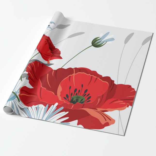 Presente Papel de Arma das Flores Vermelhas (Desenrolado)