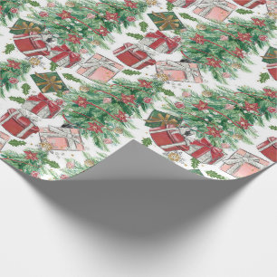 Presente Papel de árvore de Natal tradicional/clássico