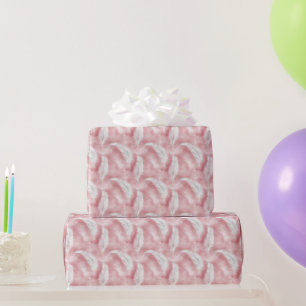 Presente Papel de casamento com penas rosa e branco