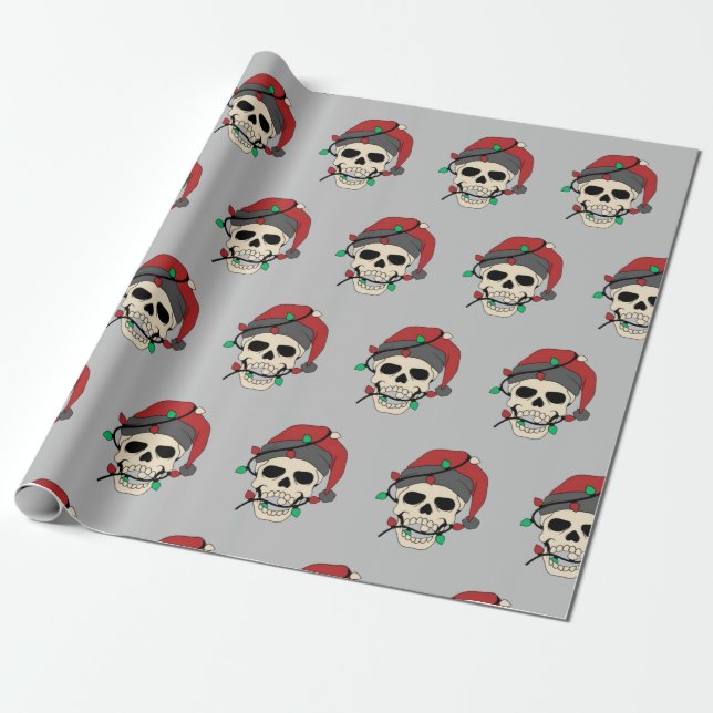 Presente Papel de Caveira de Feriado (Desenrolado)