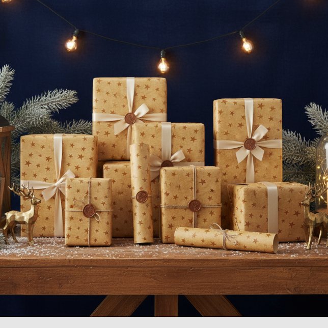 Presente Papel de cópia com estrelas, castanho (Criador carregado)