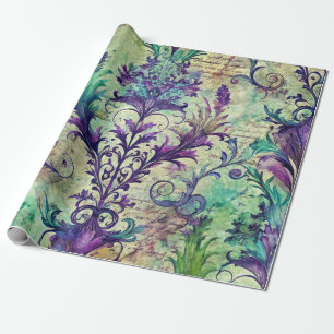 Presente Papel de Decoupage de Móveis com Padrão Floral Sem