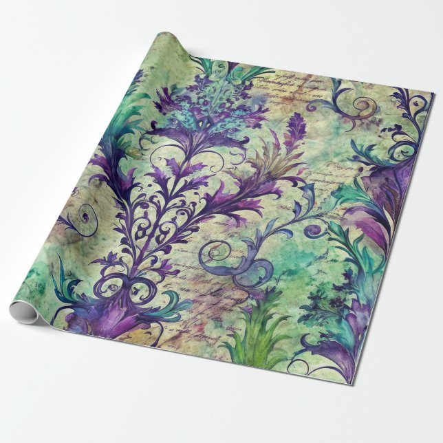 Presente Papel de Decoupage de Móveis com Padrão Floral Sem (Desenrolado)
