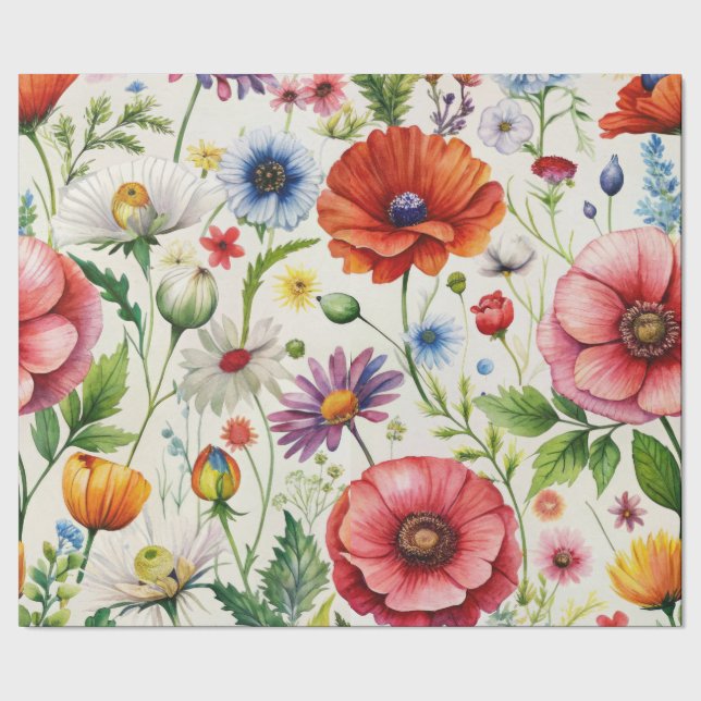 Presente Papel de Decoupage Florais Selvagens Aquarela Sem  (Barra)