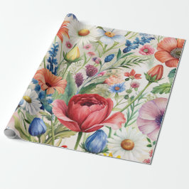 Presente Papel de Decoupage Florais Selvagens Seamless Aqua