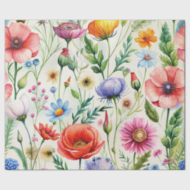Presente Papel de Decoupage Florais Selvagens Seamless Aqua