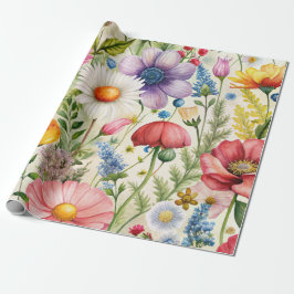Presente Papel de Decoupage Florais Selvagens Seamless Aqua