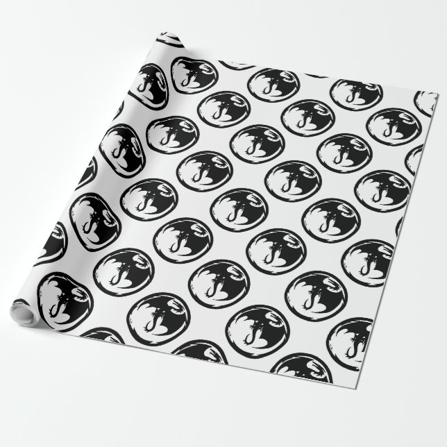 Presente Papel de embalagem branco de dragão preto (Desenrolado)