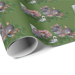 Presente Papel De Embalagem De Animais Da Madeira