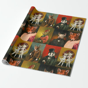 Presente Papel De Embalagem De Animais De Vintagem