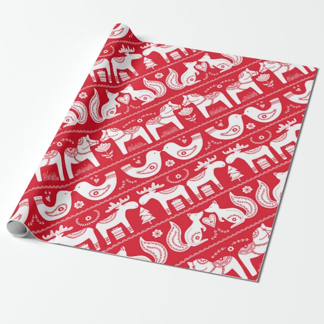 Presente Papel De Embalagem De Animais Escandinavos (Desenrolado)