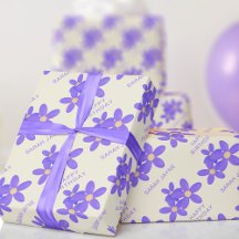 Papel De Embalagem De Aniversário De Creme Floral 