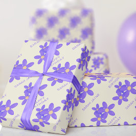 Presente Papel De Embalagem De Aniversário De Creme Floral 