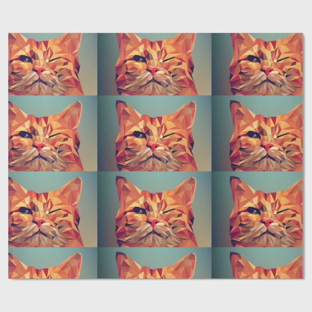 PRESENTE PAPEL DE EMBALAGEM DE ARTE INICIAL GINGER CAT (Aberto)