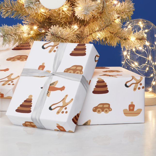 Presente Papel De Embalagem De Barcos Brancos Para Brinqued (Feriados)