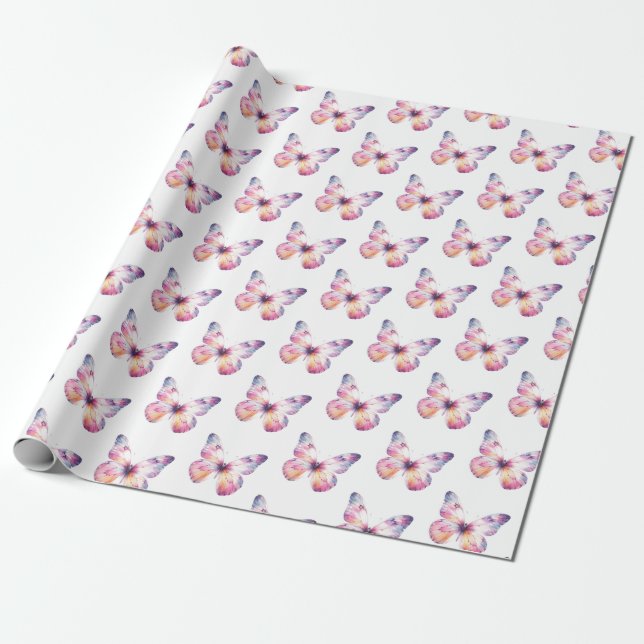 Presente Papel De Embalagem De Borboletas (Desenrolado)