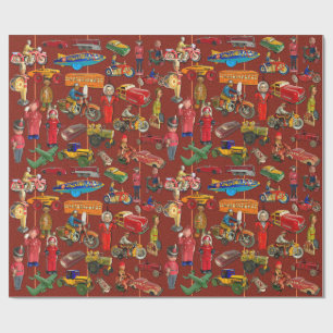 PRESENTE PAPEL DE EMBALAGEM DE BRINQUEDOS DE VINTAGEM (1920