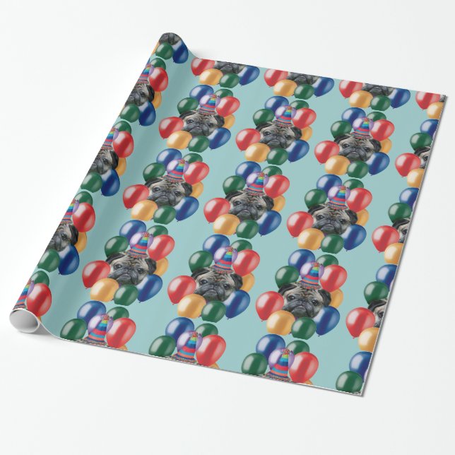 Presente Papel de embalagem de Cachorro Aniversário (Desenrolado)