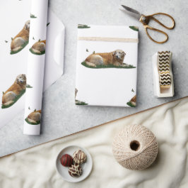 Presente Papel de Embalagem de Cães Mistos de Raça Amarela