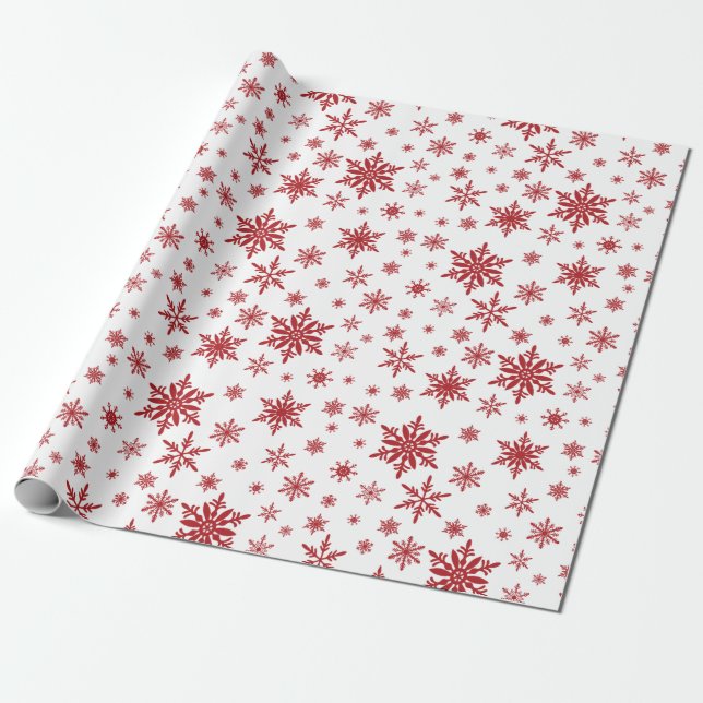 Presente papel de embalagem de flocos de neve brancos e ver (Desenrolado)
