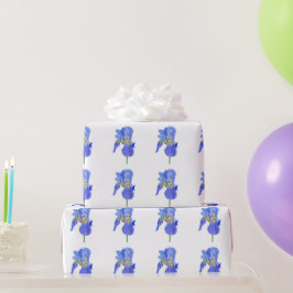 Presente Papel De Embalagem De Flor Iris Iris Azul De Aquar