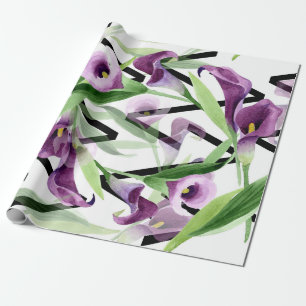 Presente Papel De Embalagem De Flores De Calla Roxo Elegant