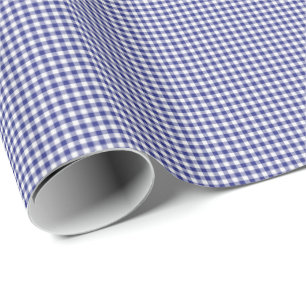 Presente PAPEL DE EMBALAGEM DE Gingham-GIFT-Branco Azul
