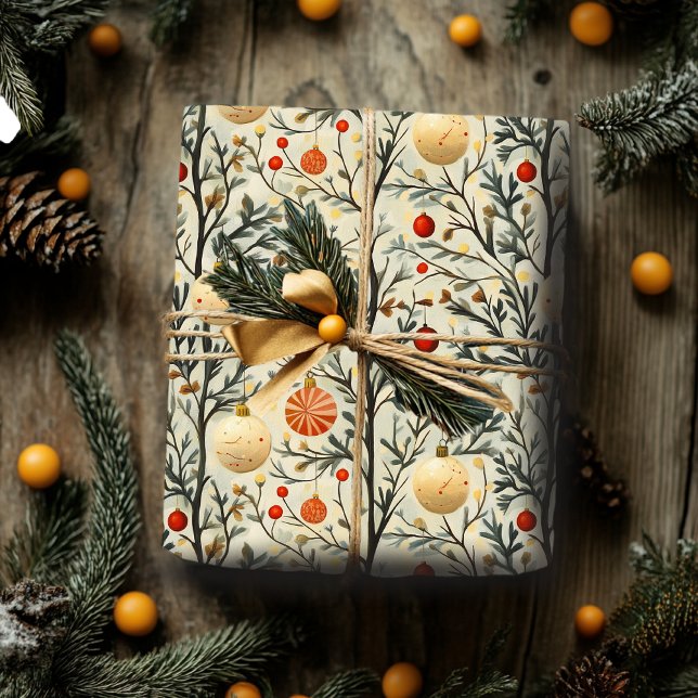 Presente Papel De Embalagem De Natal Com Ornamentos Clássic (Criador carregado)
