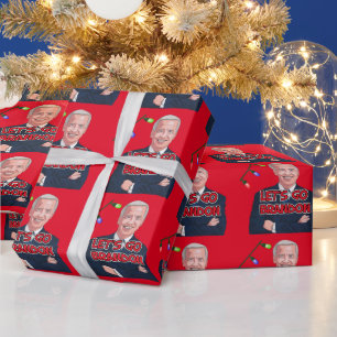 PRESENTE PAPEL DE EMBALAGEM DE NATAL DE BIDEN VAMOS GO BRAN