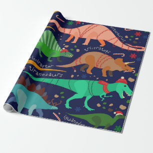 PRESENTE PAPEL DE EMBALAGEM DE NATAL DINOSSAUR DIVERTIDO