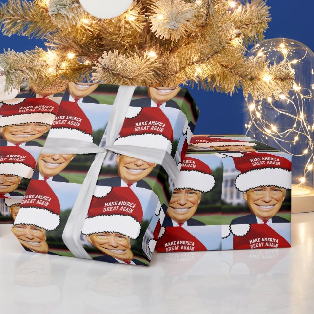 PRESENTE PAPEL DE EMBALAGEM DE NATAL DO DONALD TRUMP ENGRAÇ (Feriados)