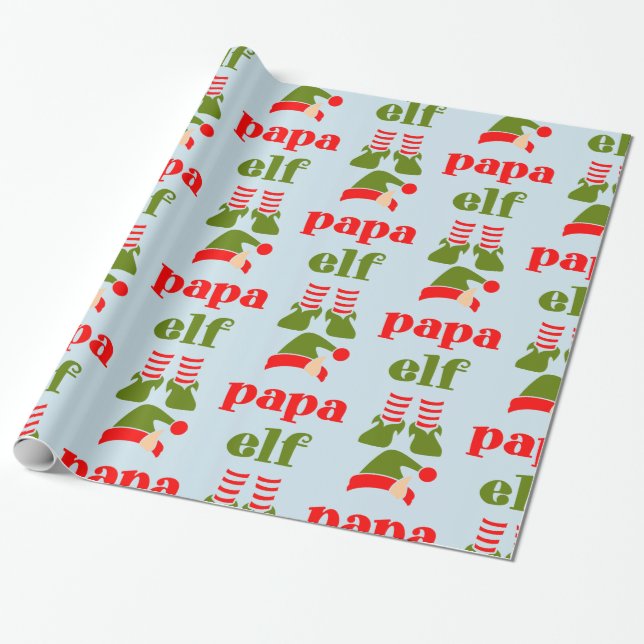 Presente PAPEL DE EMBALAGEM DE NATAL pai "PAPA ELF" (Desenrolado)