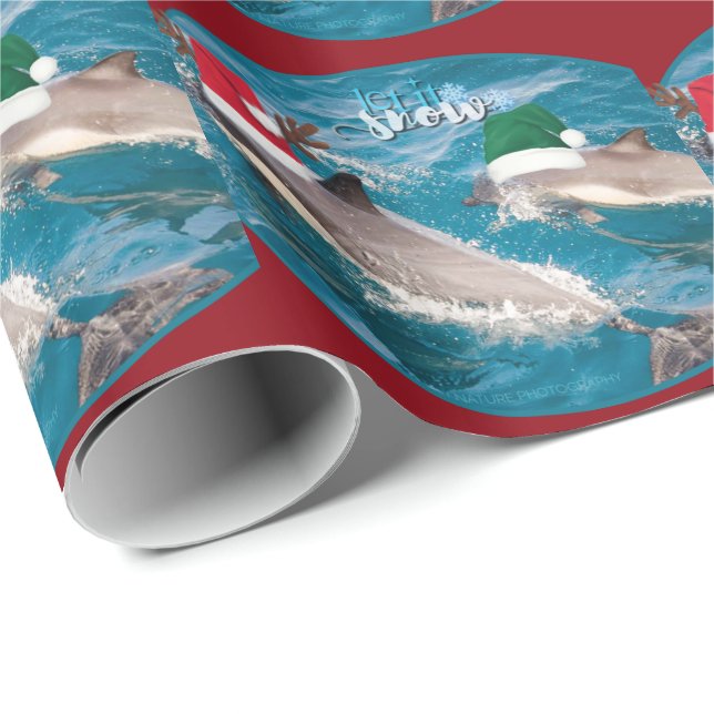 Presente Papel de embalagem de Natal para golfinhos de Papa (Ponta do rolo)