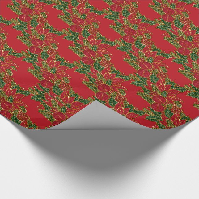 Presente PAPEL DE EMBALAGEM DE Natal Poinsettia-GIFT-Vermel (Ponta)